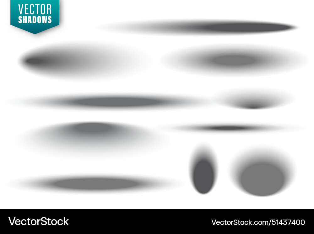 Realistic shadow effect round shadows collection Realistic shadow effect round shadows collection vector image