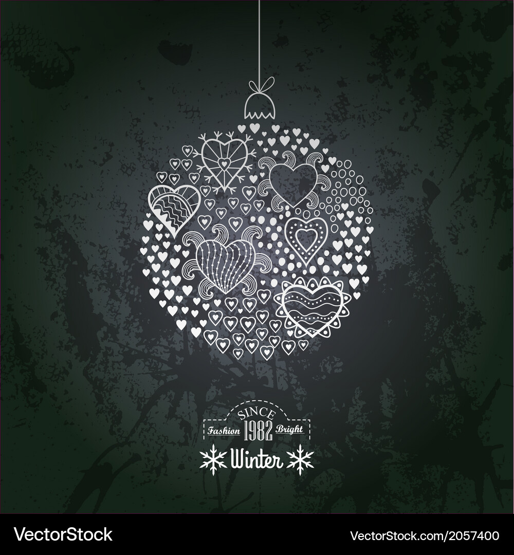 Romantische Herz Weihnachtskugel Vektorbild