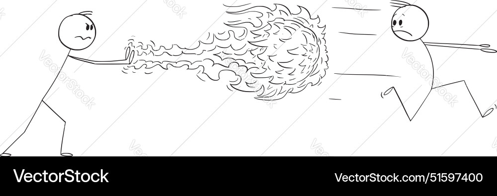 Wizard casts a fire spell cartoon stick figure Wizard casts a fire spell cartoon stick figure vector image