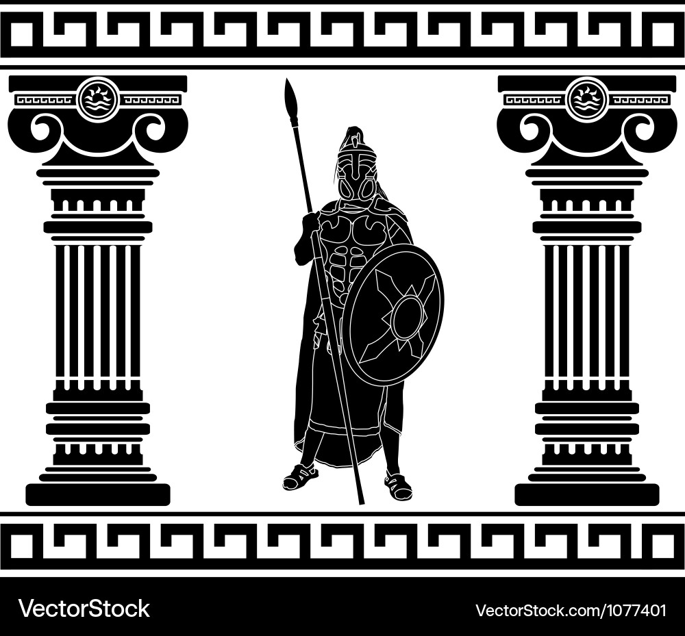Ancient Warrior with Columns Vector Image