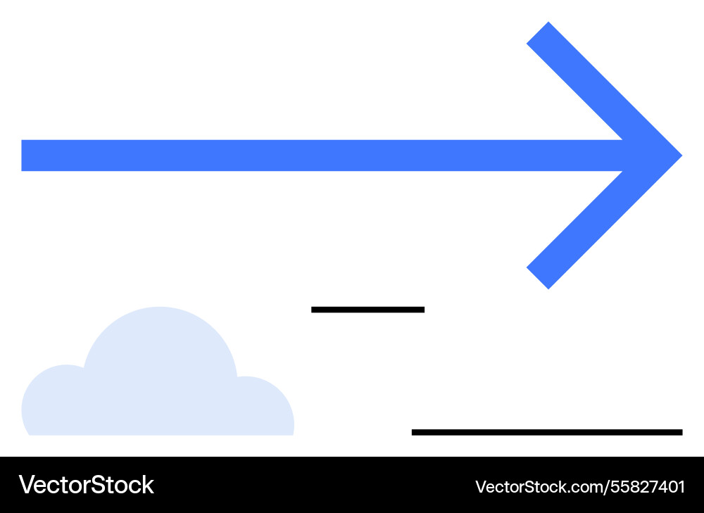 Blue forward arrow above minimal cloud and lines vector image