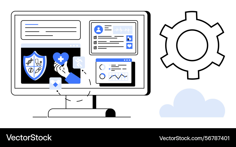 Digital access to healthcare data and insurance Digital access to healthcare data and insurance vector image