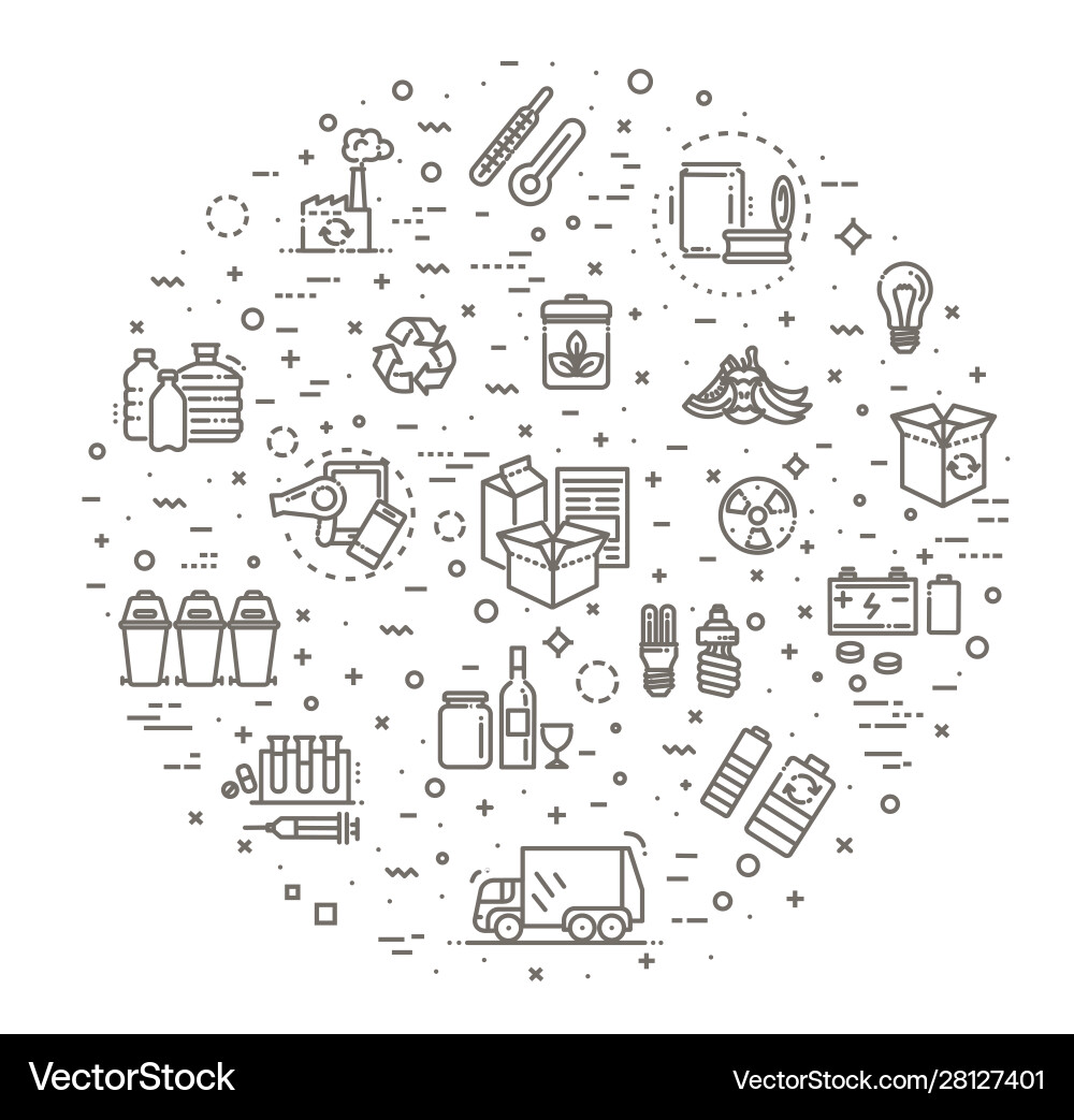 Garbage line icons set vector image