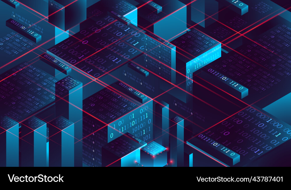 Isometric big data flow processing concept Isometric big data flow processing concept Vector Image
