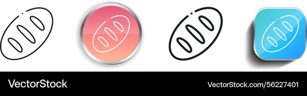 Loaf icon thin linear regular and button style vector image