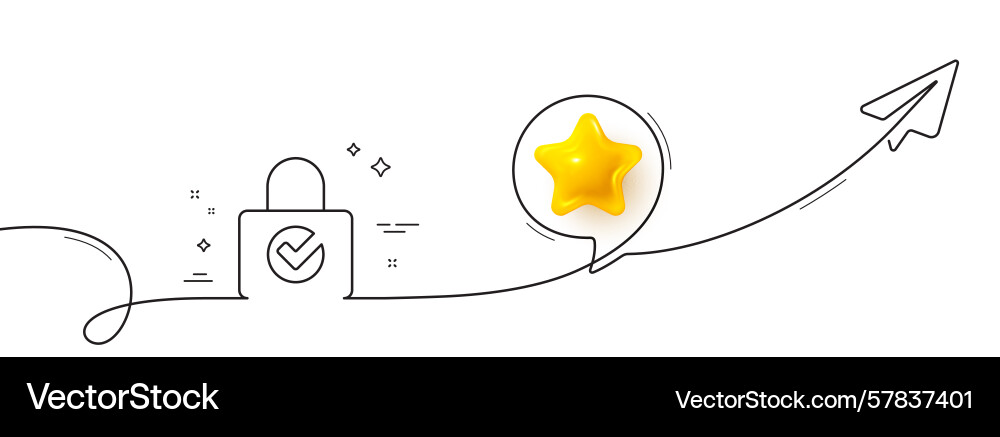 Lock with check line icon private locker sign Vector Image