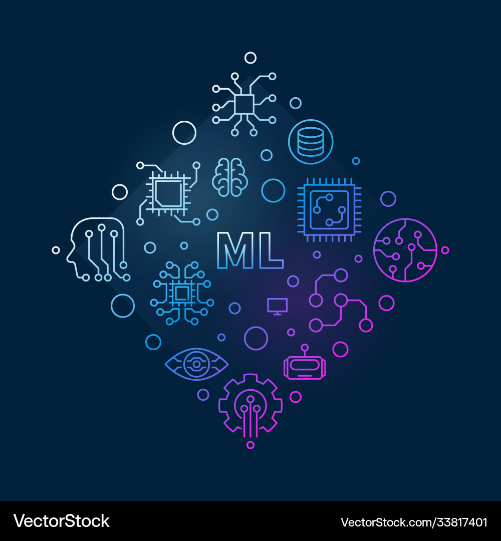 Machine Learning Concepts - Round Icons vector image