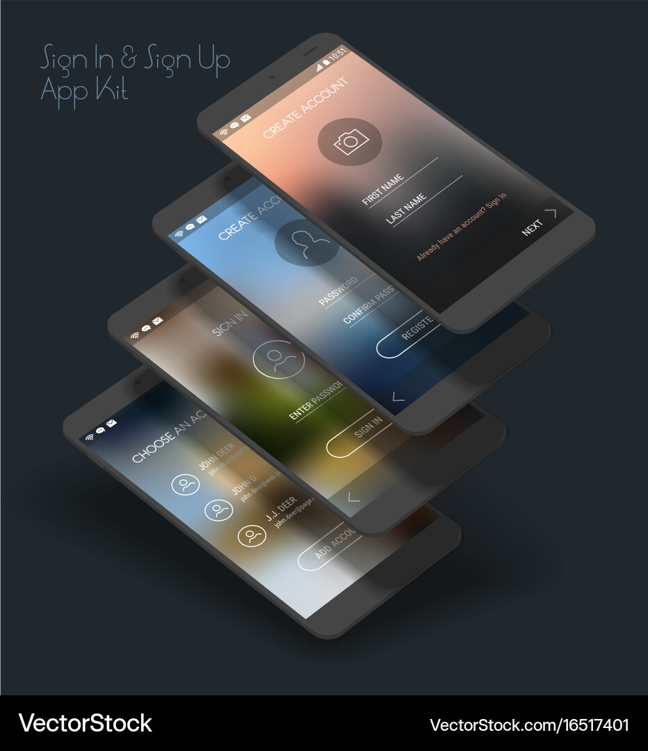 Mobile App Login & Signup UI Templates vector image