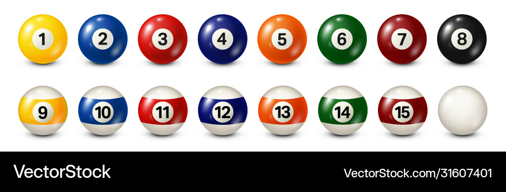 Pool Balls with Numbers - Realistic Royalty Free Vector