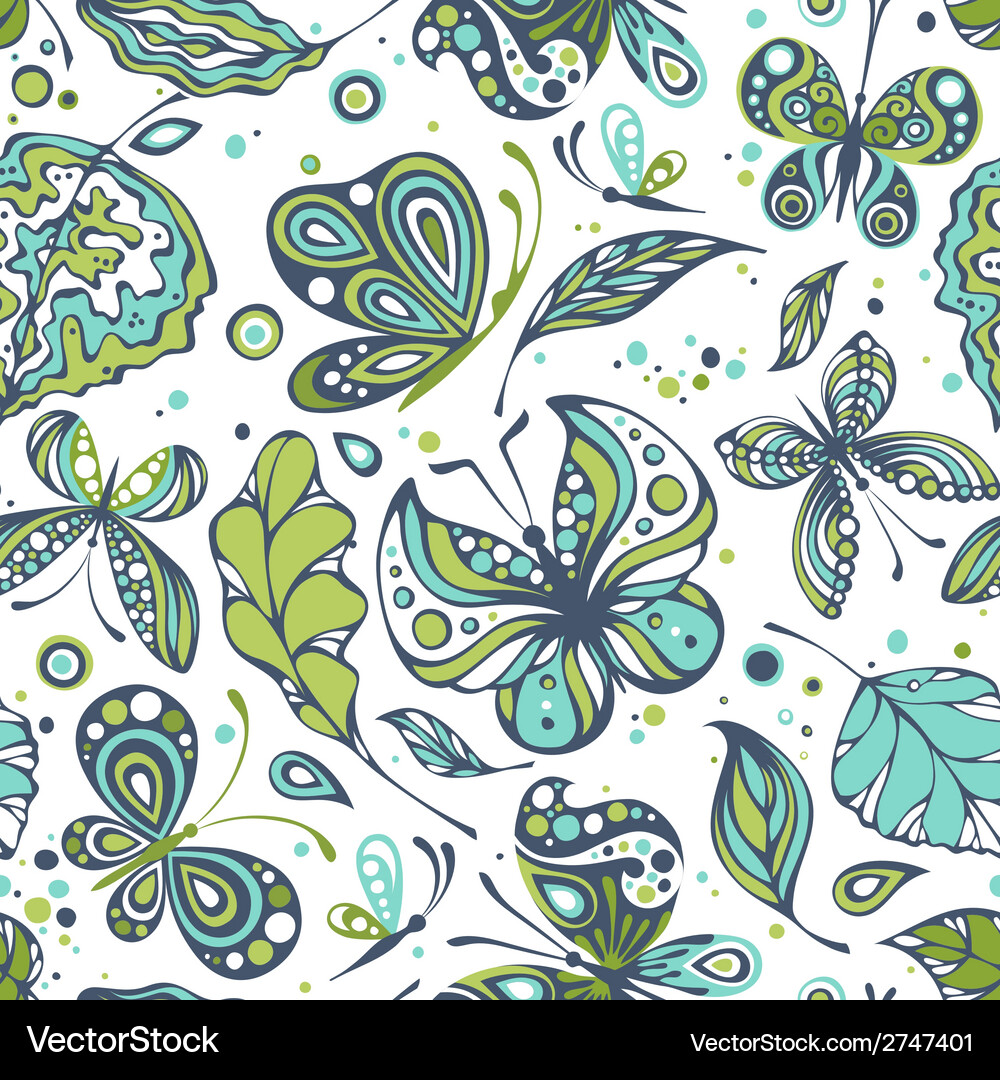 Seamless patterns with butterflies Vector Image