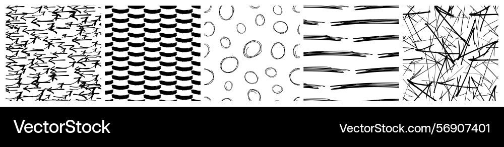 Set of seamless patterns with scribble smears Set of seamless patterns with scribble smears vector image