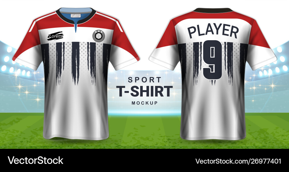 Soccer jersey and sportswear t-shirt mockup Soccer jersey and sportswear t-shirt mockup vector image