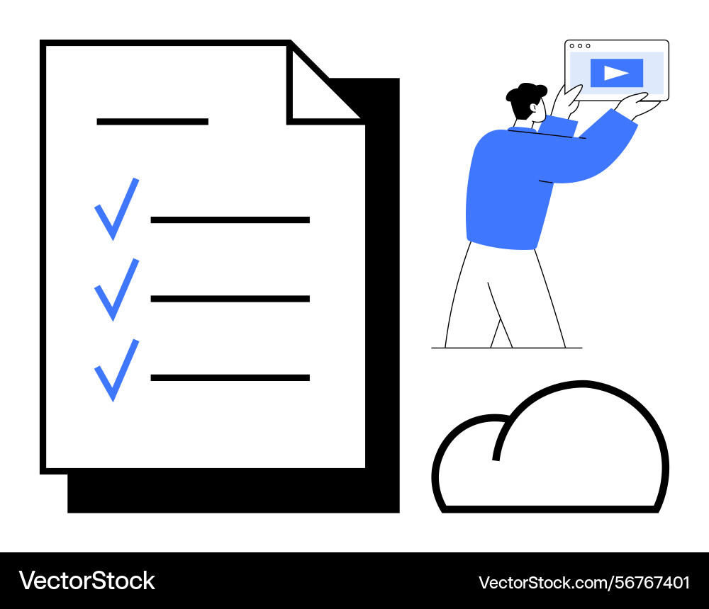 Task checklist with cloud storage and multimedia Task checklist with cloud storage and multimedia vector image