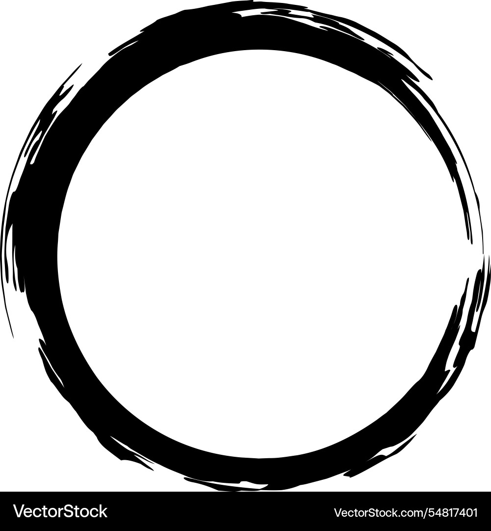 Thick black brushstroke forming a circular frame Thick black brushstroke forming a circular frame vector image