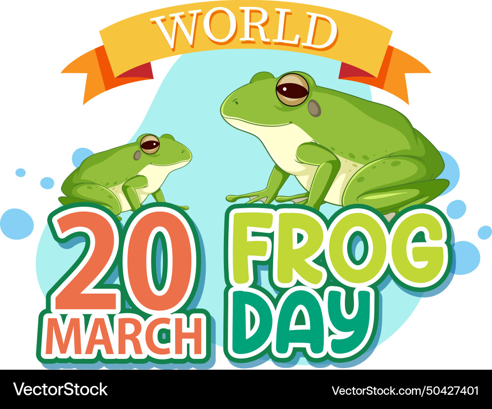 Two cartoon frogs celebrating world frog day Two cartoon frogs celebrating world frog day vector image