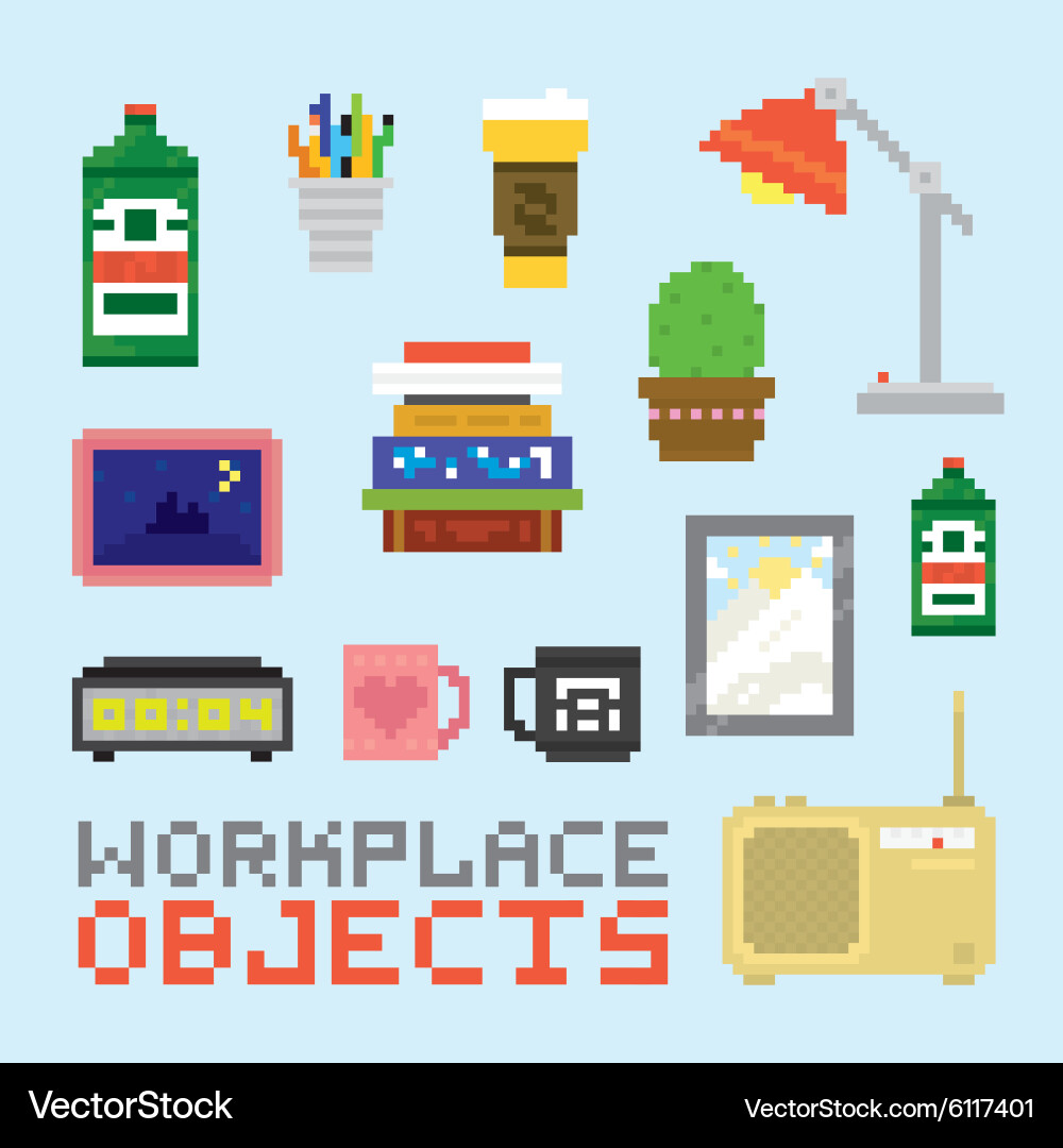 Workplace objects set vector image