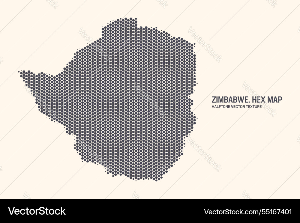 Zimbabwe map hexagonal half tone pattern isolated Zimbabwe map hexagonal half tone pattern isolated vector image