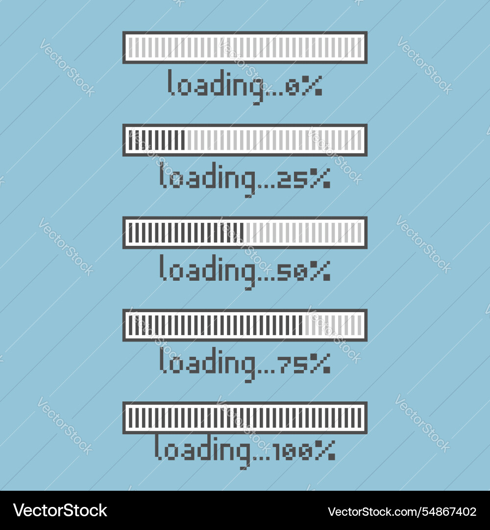 8bit pixel art loading process counter bar 8bit pixel art loading process counter bar vector image