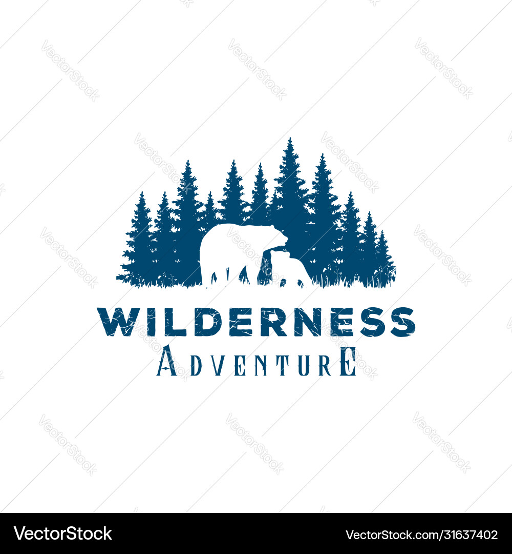 Bear Wilderness Logo - Pine & Cedar Royalty Free Vector