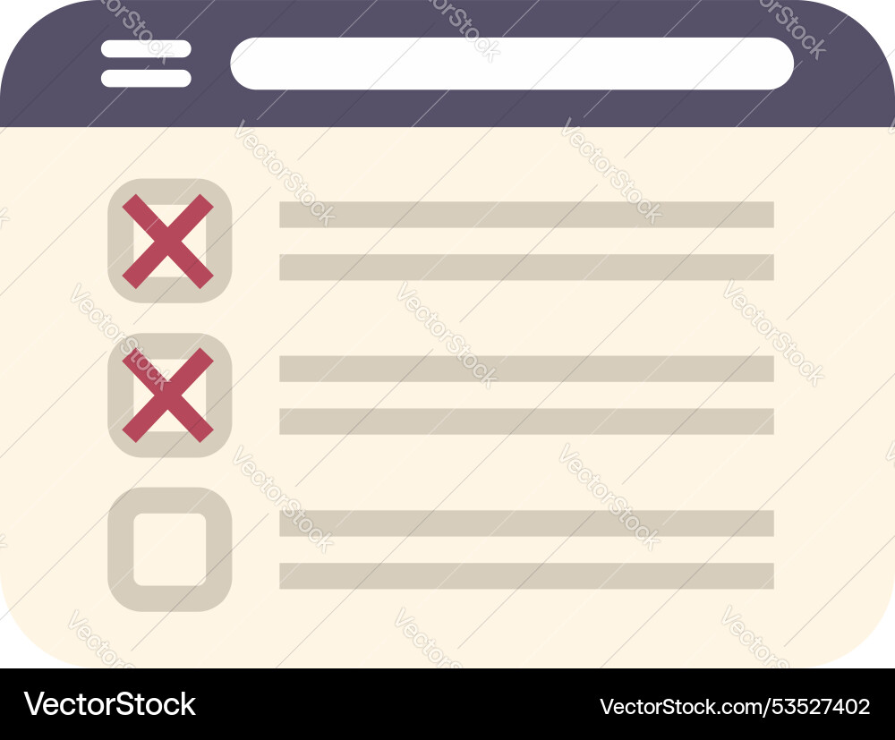 Browser window displaying online survey Browser window displaying online survey vector image