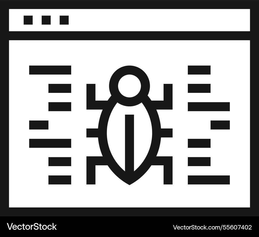 Bug fixing flat line web icon concept Bug fixing flat line web icon concept vector image