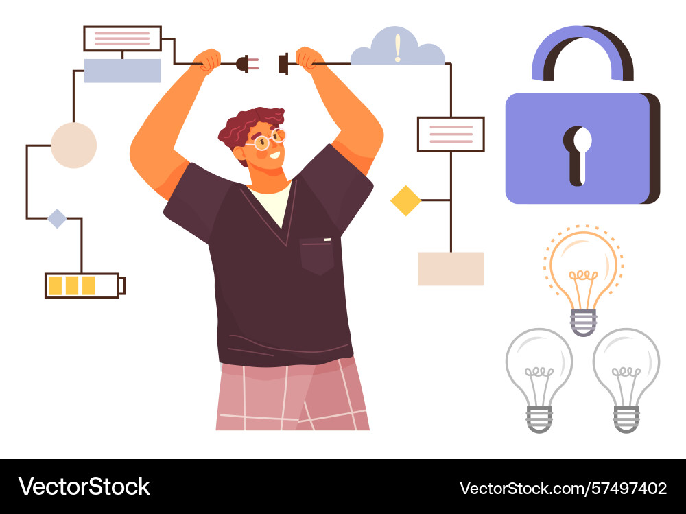 Creative problem-solving with secure connections Creative problem-solving with secure connections vector image