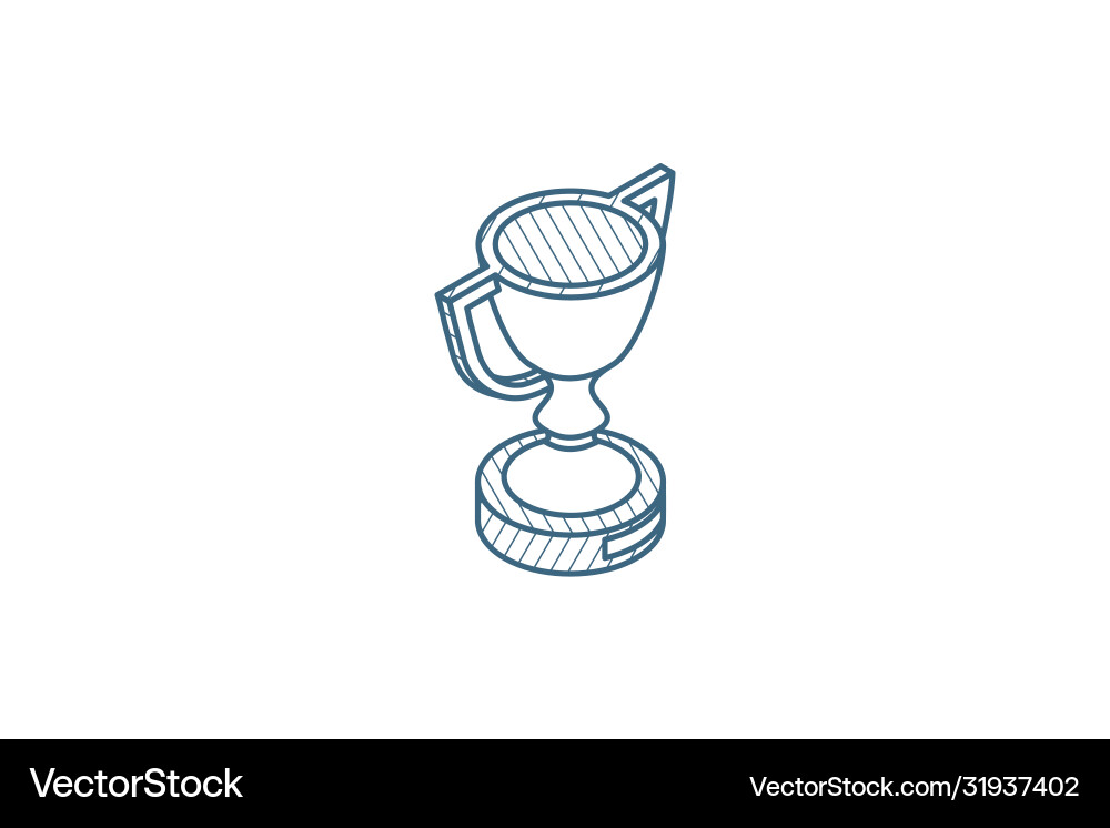 Golden trophy cup isometric icon 3d line art Golden trophy cup isometric icon 3d line art vector image