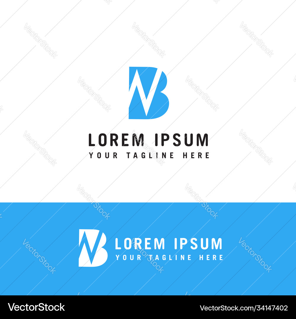 Initial based clean and minimal logo bn nb b n Initial based clean and minimal logo bn nb b n vector image