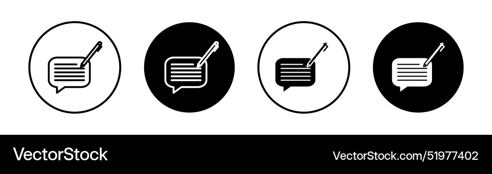 Message writing flat line icon set vector image