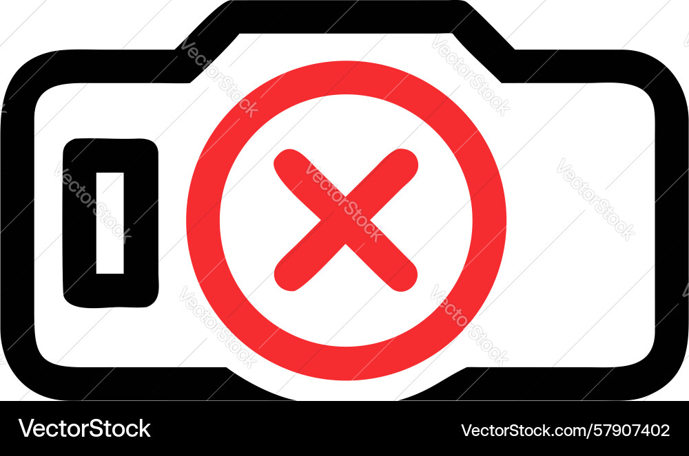 No battery camera icon power empty warning Vector Image
