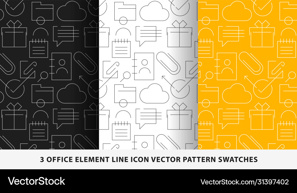 Office element line icon pattern swatches Office element line icon pattern swatches vector image