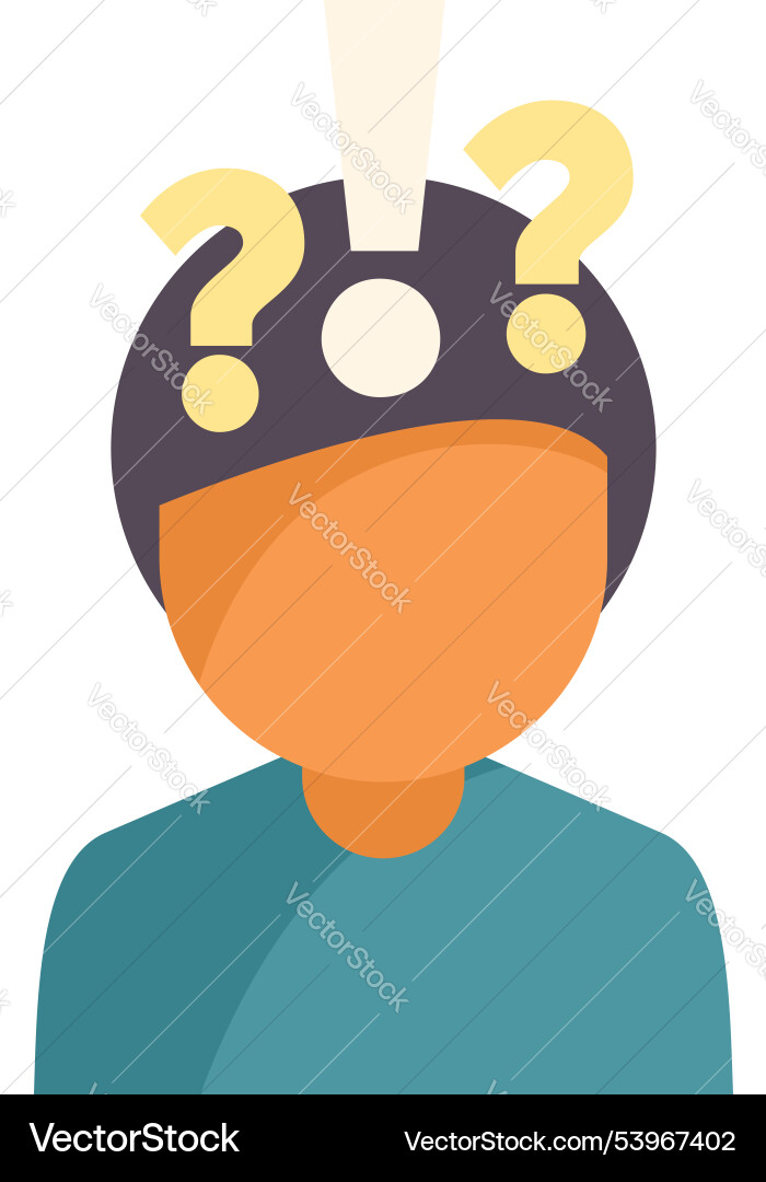 Person having many questions with question marks Person having many questions with question marks vector image