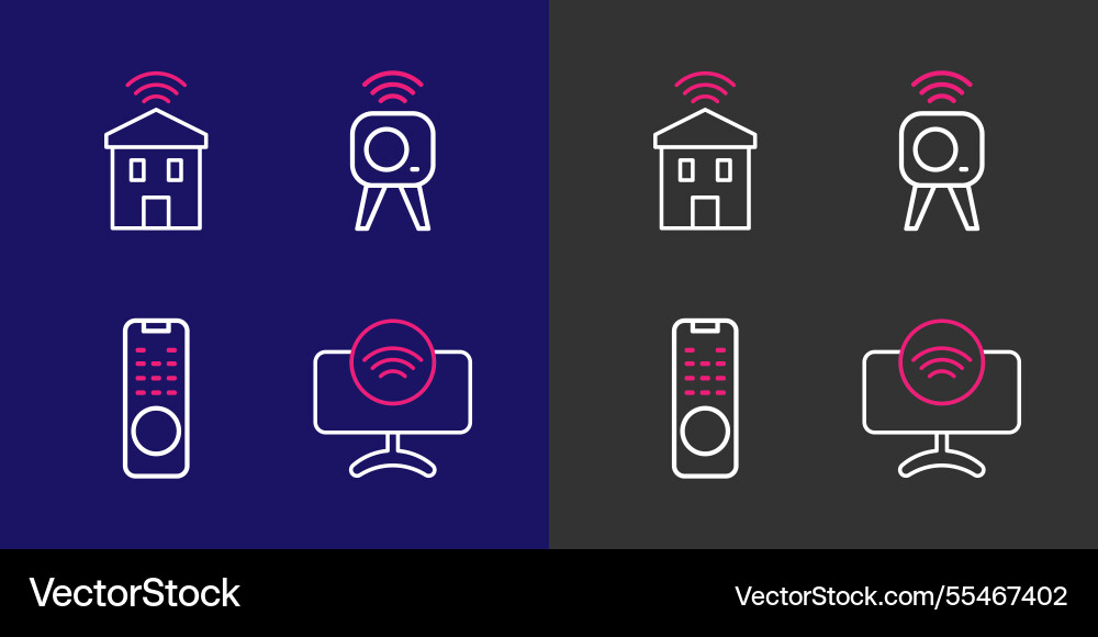 Set line smart tv system remote control web Set line smart tv system remote control web Vector Image