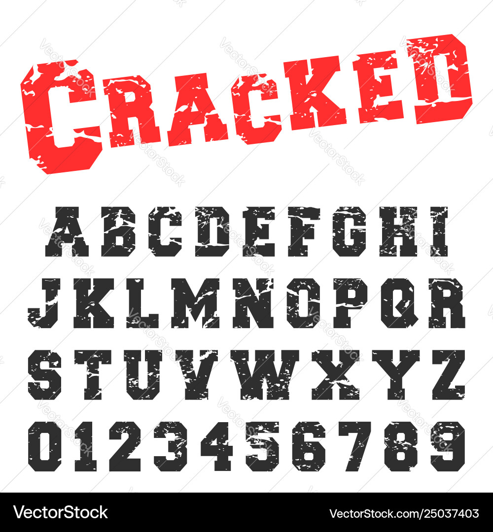 Cracked Vintage Alphabet Stamp Vector Image