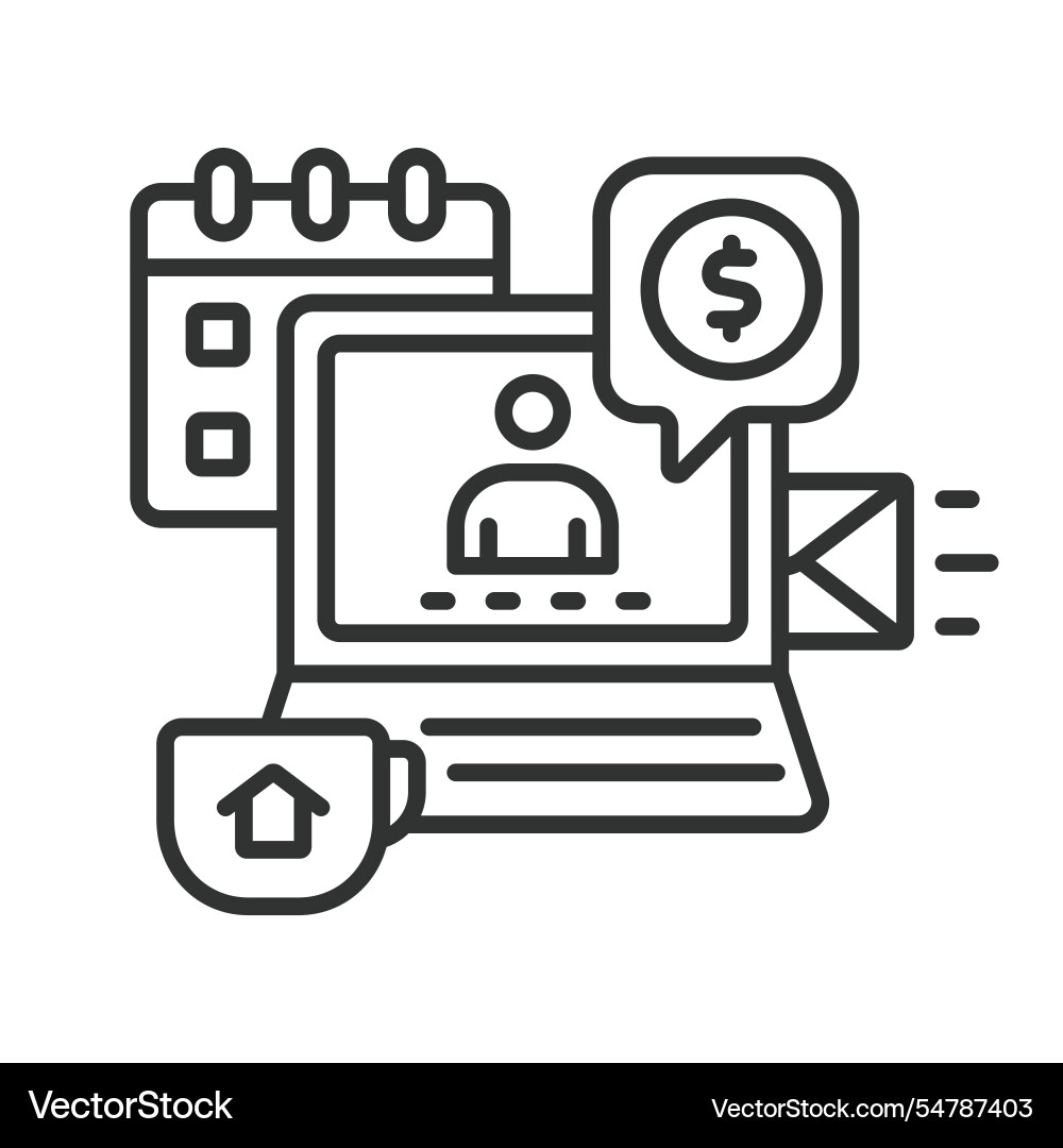 Icon representing remote work with elements like Icon representing remote work with elements like vector image
