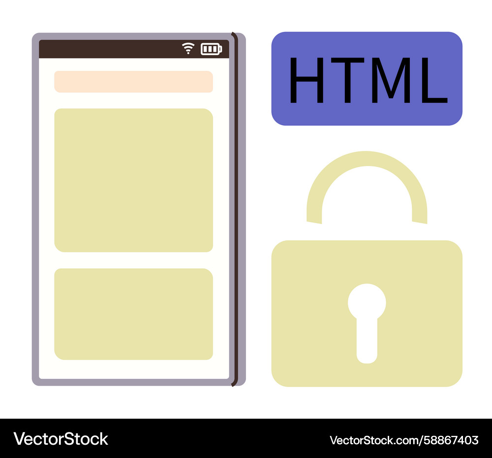 Mobile-friendly html design with security emphasis Vector Image