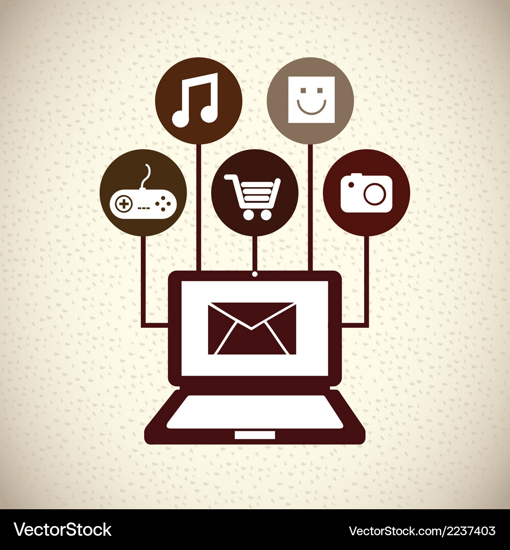 Multimedia design over pattern background Vector Image
