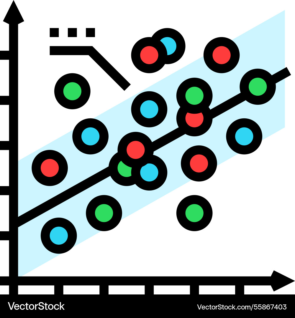 Regression Graph Maschine lernen Farbsymbol Regression Graph Maschine lernen Farbsymbol vektorbild