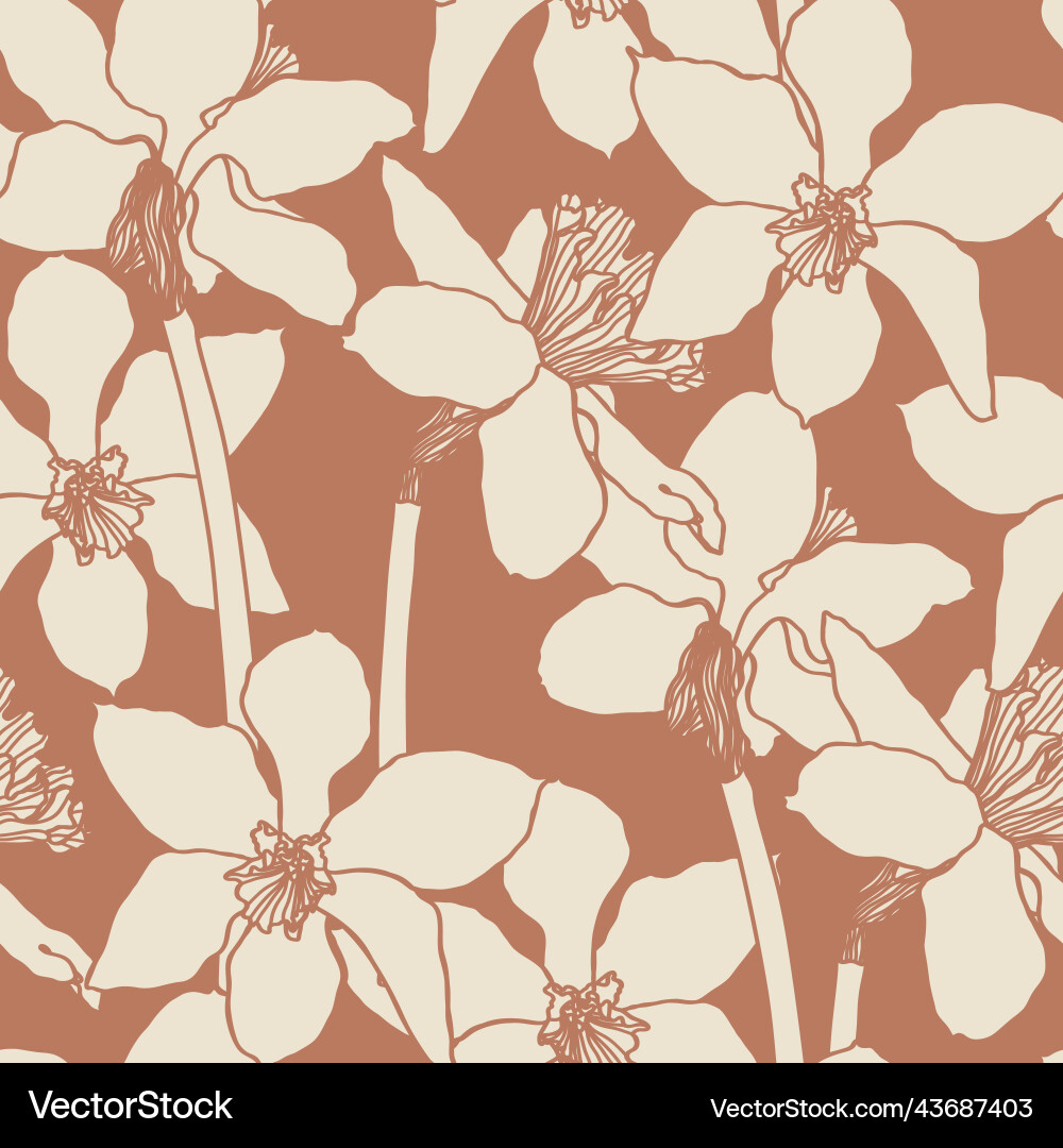 Seamless delicate pattern with spring line flowers Seamless delicate pattern with spring line flowers Vector Image