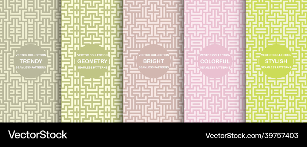Set of colorful seamless geometric patterns Set of colorful seamless geometric patterns Vector Image