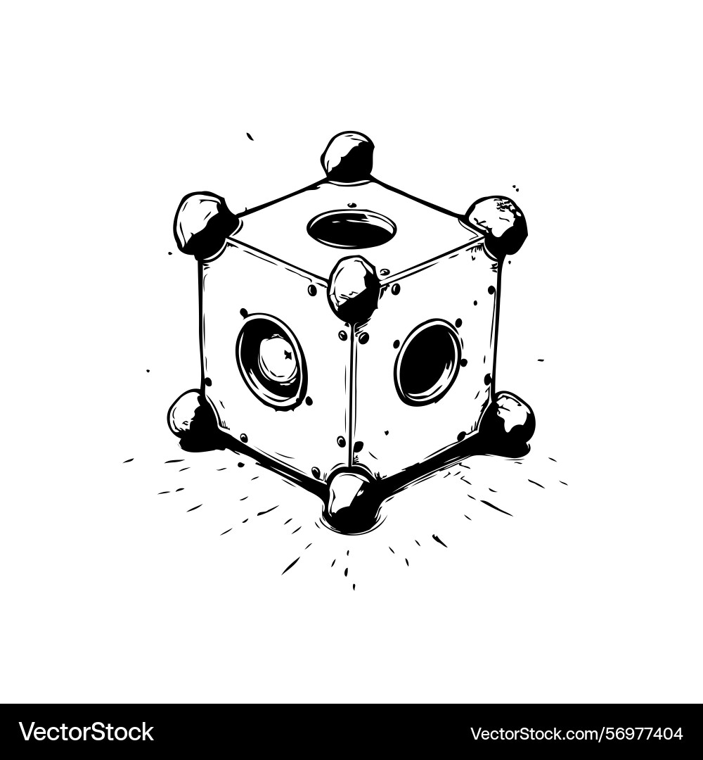 Abstract mechanical cube with circular openings Abstract mechanical cube with circular openings Vector Image