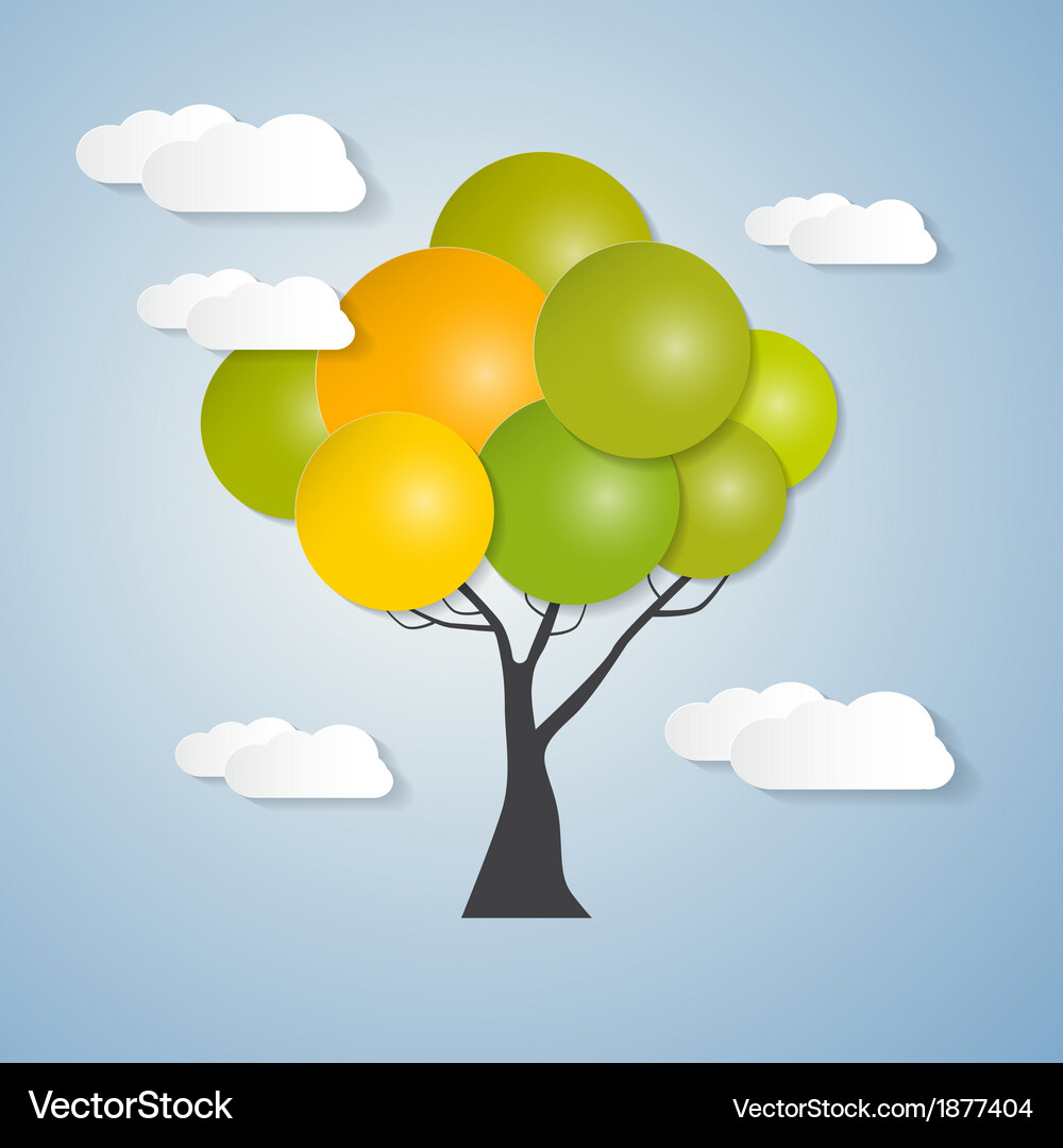 Abstract tree with sky clouds Vector Image