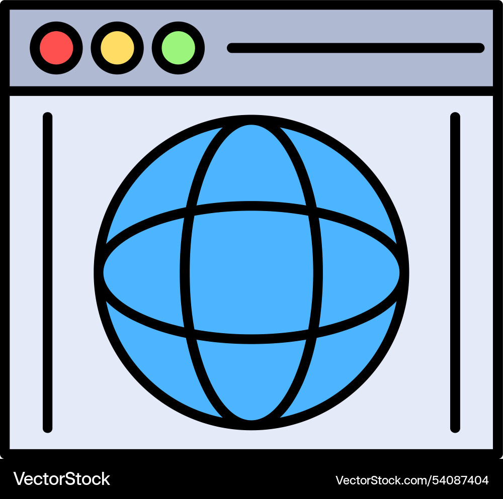 Browser line filled icon design vector image