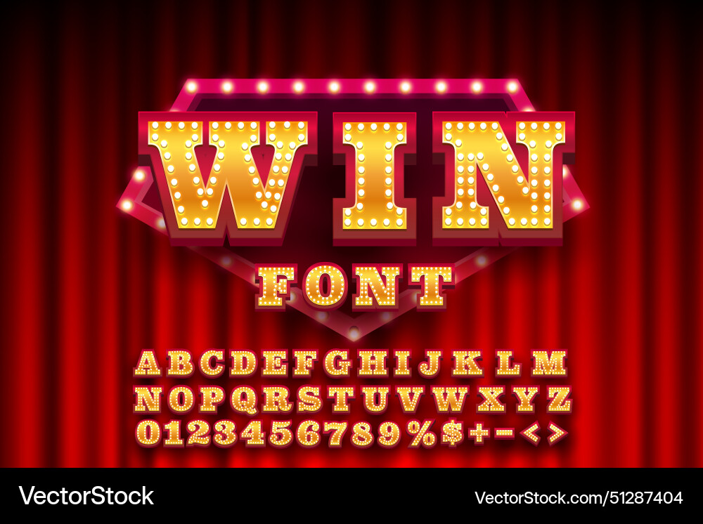 Casino winner golden font color red english Casino winner golden font color red english vector image