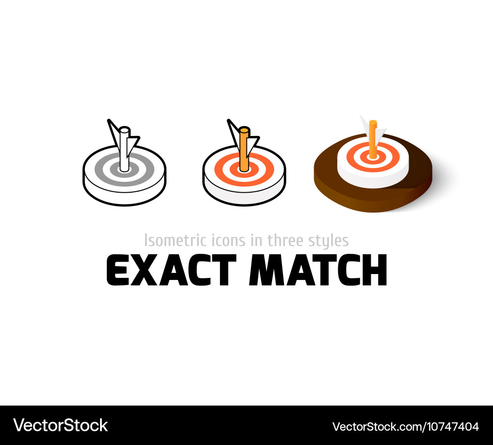 Exact match icon in different style vector image