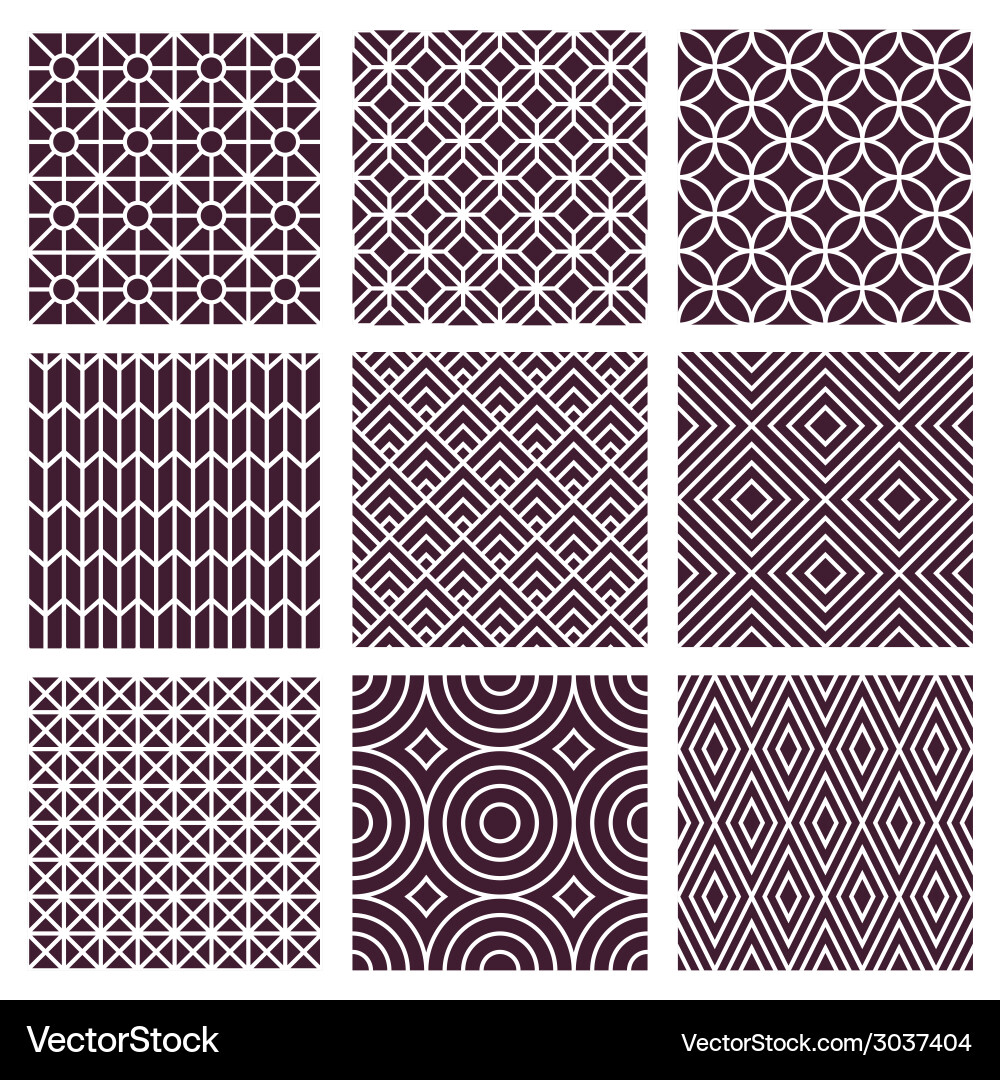Geometric Mono Line Patterns vector image