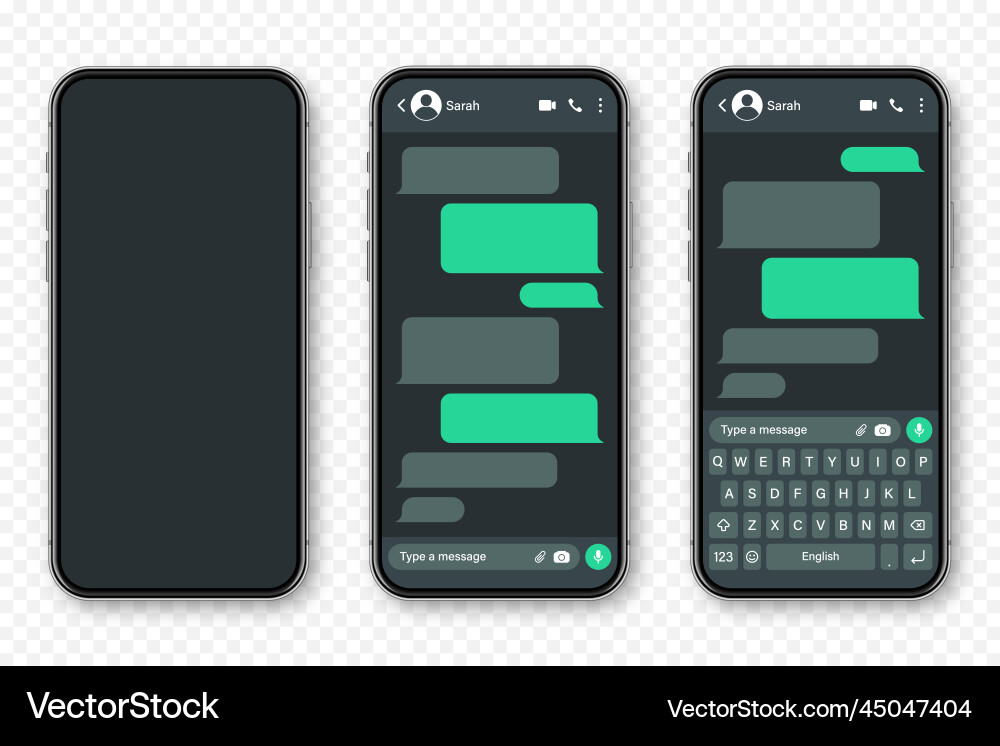 Realistic smartphone with messaging app blank sms Realistic smartphone with messaging app blank sms vector image