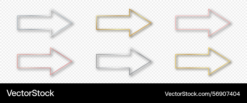 Set of six arrow shape frames Set of six arrow shape frames vector image