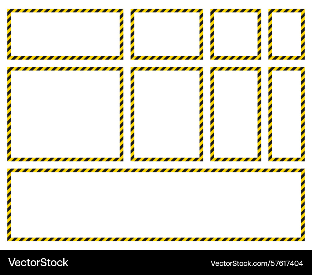 Warning tape frames assorted sizes for caution vector image