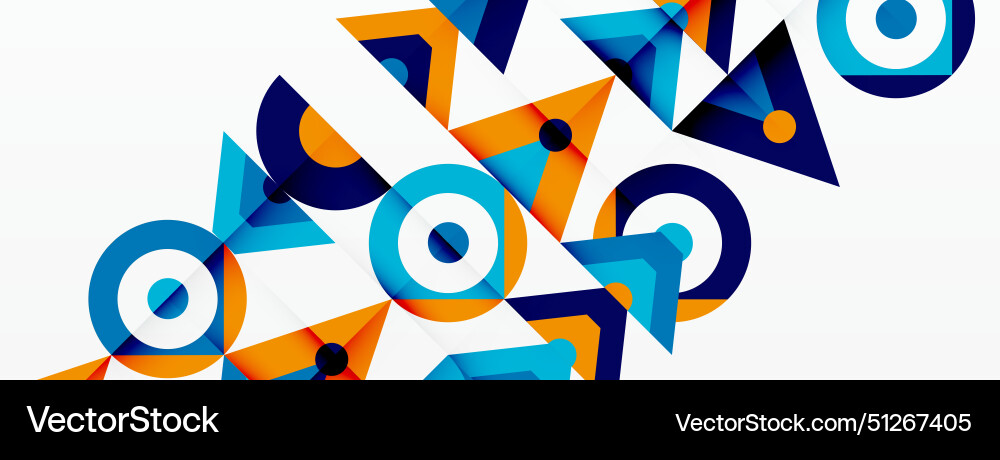 A blue and orange geometric pattern with circles Vector Image